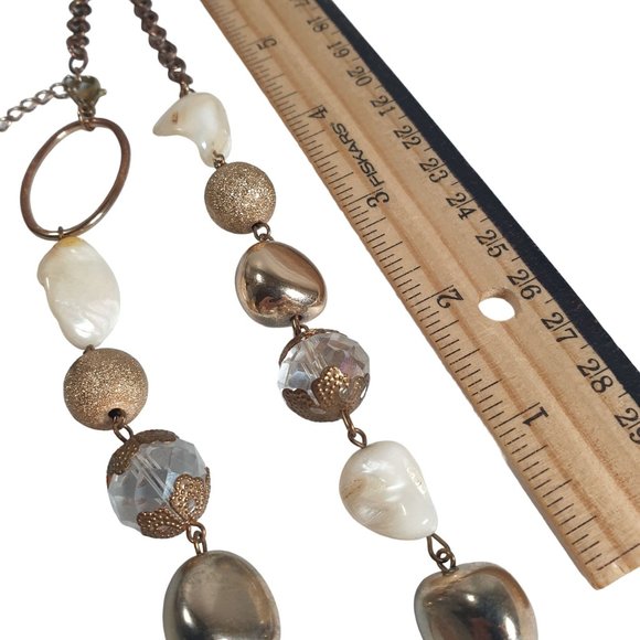 Women Necklace Jewelry 23 Inch Asymmetrical Mother Of Pearl Fashion Vintage - Picture 4 of 8